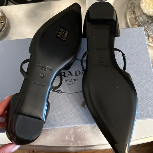 PRADA Logo Strap Pointed toe Ballerina Flats, size 36 - Picture 9 of 9